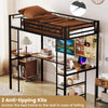 Single Platform Bed Loft Bed with LED & Charging Station-Black