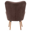 Linen Armchair Upholstered Patchwork Fabric Accent Chair Padded Sofa with Stool