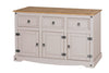 Corona Sideboard White Wax 3 Door 3 Drawer Solid Pine Dining®