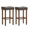 2Pcs Bar Stool PU Leather Counter Height Saddle Stools Dining Chairs Grey 74CM