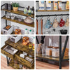 Kitchen Bakers Rack Storage Shelf Unit with 2 Drawers & 6 Hooks Microwave Stand