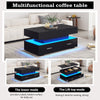 Coffee Table with Storage Lift Top Up & LED Lights Matte Black for Living Room