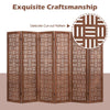 Bedroom Carved Privacy Screen 6-Panel Room Divider-Walnut