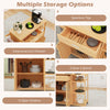 Bamboo Rolling Storage Sideboard w/ 2-Door Cabinet-Natural