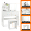 Dressing Table with LED Mirror Modern Makeup Desk Vanity Table Set + Stool White