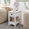 Set of 2 Rectangular Nightstand Retro Side Table with 1 Drawer White