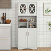 Tall Bathroom Cabinet Large Floor Storage Cabinet w/ Acrylic Doors White