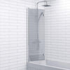 Modern Bathroom Bath Shower Screen 2 Section Square Chrome 1000mm Reversible 6mm