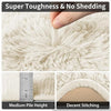 Fluffy Shaggy Cream Area Rugs for Bedroom and Lounge - Super Soft Non Slip Wash