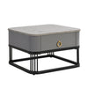 Coffee Table Square Nest of Tables Side Table with Metal Frame Legs & Glass Top