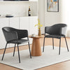 2pcs Grey Velvet Upholstered Dining Chairs Accent Chair Lounge Office Metal legs