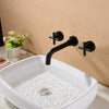 Bathroom Brass 2 Handles Wall Mounted Swivel Spout Sink Faucet Basin Mixer Taps