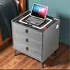 LED Bedside Table Wireless Charging Side Cabinet Nightstand with 3 Drawers Gray
