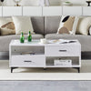 White High Gloss Coffee Table with Four Storage Rectangular Living Room Modern