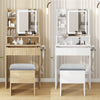 Modern Dressing Table Set LED Mirror Vanity Desk Stool with Charging Station