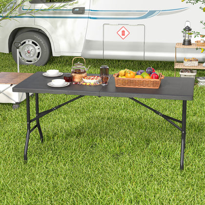152 cm Portable Folding Picnic Table Patio Dining Table-Black
