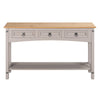 Corona Console Table 3 Drawer Hall Grey Solid Mexican Pine Wood Wax