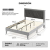 Double Size Bed Frame Velvet Upholstered Platform Bed Slat with High Headboard