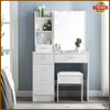 White Dressing Table LED Makeup Desk 5 Drawers with Lights Sliding Mirror Stool