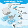 Kids Desk & Chair Set Height Adjustable Study Table w/Tilting Tabletop-Grey