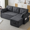 L-Shaped Sofa Bed 3 Seater Couch Pull Out Sectional Couch Bed Corner Sofa Grey