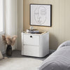 LED Bedside Table Wireless Charging Side Cabinet Nightstand with 2 Drawers White