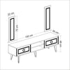 Modern TV Stand 150cm High Gloss White & Gold With 2 Wall Panels