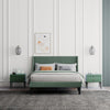 Double Size Bed 4FT6 Plush Velvet Upholstered Bed Frame Wood Slat Support Green