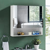 White Bathroom Cabinet Wall Mounted Mirrored Cupboard with Shelf Storage 3 Doors