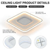 Modern Chandelier LED Lamp White Frame Ceiling Light With RGB Mode Square Olbuvr