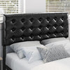 4FT6 Double Bed Frame Metal Platform Bed with Faux Leather Adjustable Headboard