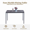 Set of Grey Marble MDF Top Dining Table & 4pcs White Faux Leather Dining Chairs