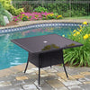 Rattan Coffee Table Glass Top Wicker Dining Table Outdoor Garden Patio Furniture