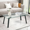 Tempered Glass Coffee Table Rectangular Cocktail Snack Tea Table with Metal Leg