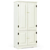 Freestanding Floor Cabinet Wooden Storage Organizer Chest with Adjustable Shelf