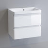 Bathroom Cabinet Vanity Unit Sink Basin Storage Ceramic Wall Hung 600 White