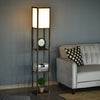 Tall Floor Lamp Rustic Reading Lamp 3 Tier Storage Shelf Home Office Living Room