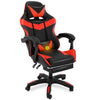 Massage Gaming Chair Leather Racing Office Executive Recliner with Leg Rest Red