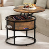 Modern Round Coffee Table with Lift Top & Hidden Storage, 60cm