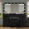 15 Drawers Dressing Table with Mirror, Makeup Vanity with Power Outlet, LED