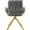 6 Pcs Rotatable Dining Chairs Velvet Padded Metal Legs Kitchen Swivel Chair Grey