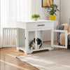 Dog Crate Furniture Wooden Crate Table Thickened Metal Tube Cage w/ Double Doors