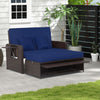 2 IN 1 Patio Rattan Daybed Set Wicker Loveseat Sofa Sun Bed Lounger