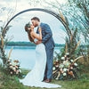 Large Moon Gate Arch Frame Walk Through Flowers Circular Standing Wedding Party