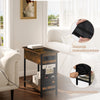 Nightstand End Table Bedside Table with Storage Bag USB Ports Charging Station