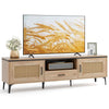 COSTWAY TV Stand for 65” TVs Mid Century Modern Entertainment Center-Oak