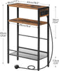 HOOBRO Slim Side Table with Charging Station Narrow End Table Bedside Table