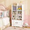 GYMAX Bookshelf Freestanding Bookcase with Doors & 2 Storage Cabinets White