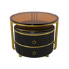 Nest of Tables Set of 2 Hard Glass Coffee Stacking Side End Table 2 Drawer Black