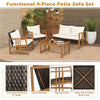 4Pcs Outdoor Rattan Patio Sofa Set Garden PE Wicker Chair Table Set w/Cushions